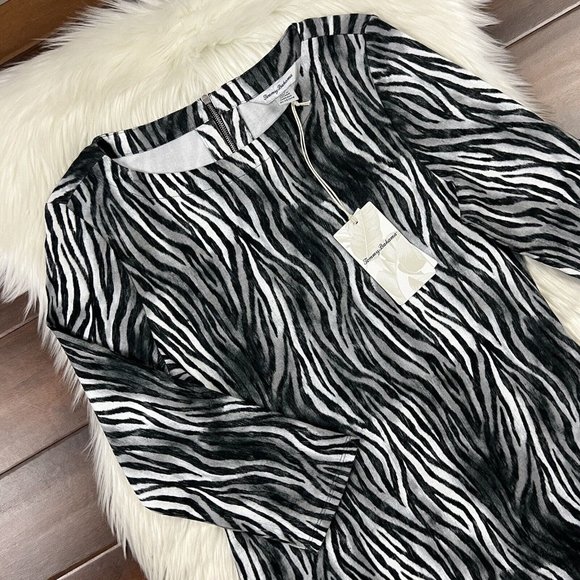 Tommy Bahama Women’s Size Small Storm Gray Zesty Zebra Darcy Dress - Picture 2 of 9